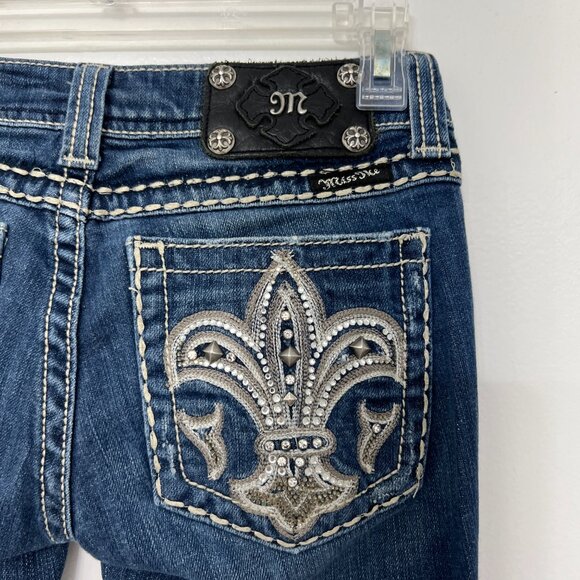 Miss Me Fleur de Lis boot cut embroidered women's jeans size 26 - Picture 7 of 7